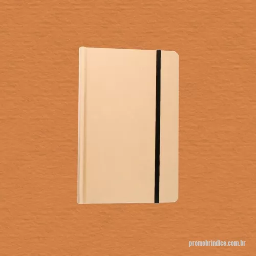 Caderno ecológico personalizado - Caderno de anotações tamanho A5, 80 folhas com pauta, marcador de páginas e capa em Craft. Produzido com material reciclado.