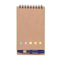 Caderno ecológico com caneta e autoadesivos