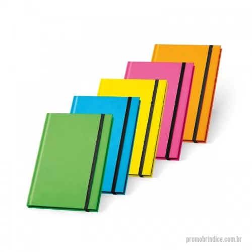 Caderno personalizado - Caderno capa dura PU fluorescente. 96 folhas pautadas. 140 x 210 mm