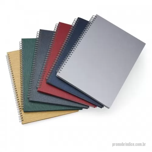 Caderno personalizado - Caderno grande com pintura metalizada e wire-o prata. Miolo permanente e folhas para preenchimento de dados pessoais, comerciais e contatos. 