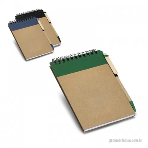 Caderno personalizado - Caderno de bolso espiral com 60 folhas não pautadas de papel reciclado e capa dura em cartão. Incluso esferográfica. 105 x 145 mm