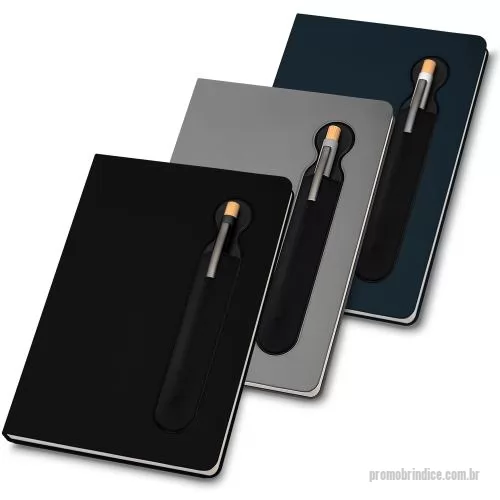Caderno personalizado - Caderno de anotações com suporte para caneta, capa dura em PU, miolo 80 folhas pautadas na cor bege. NÃO ACOMPANHA CANETA.