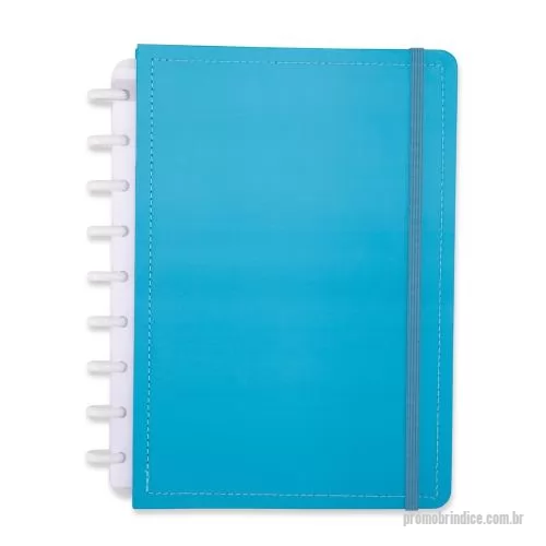 Caderno personalizado - Caderno de disco capa dura em couchê, elástico, discos plásticos reposicionáveis. ~79 folhas pautadas.
