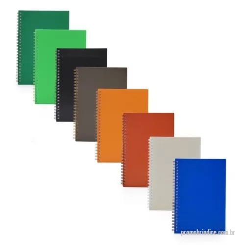 Caderno personalizado - Caderno A5 plástico com wire-o metálico. Capa em PP, contém aproximadamente 80 folhas brancas com pauta.