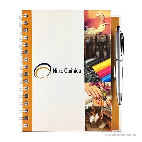 Caderno personalizado - Fabricação própria, cadernos personalizados do seu jeito.Tamanhos 15x21,18x25 e 21x28 cm. Contra capa maior com suporte para caneta plástico. Capa impressa em 4 cores, miolo com 96 folhas personalizadas  em uma cor (frente e verso iguais) e dados pessoais e calendário, podem acompanhar lâminas de publicidade. Fechamento em wire-o silver, preto ou branco (consultar outras cores).