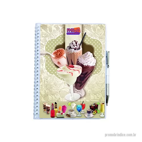 Caderno personalizado - Cadernos capa Dura em PVC Cristal com porta caneta - formato 165x235 - quantidade mínima de 100 cadernos