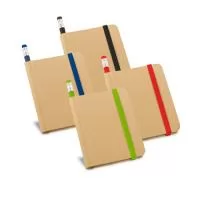 Caderno capa dura com lápis para brindes, Medidas 82 x 105 mm, Cores Verde, azul, preto e vermelho