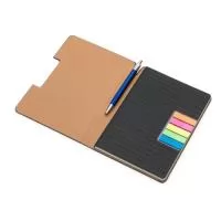 Caderno de anotações, com sticky notes, capa em material Sintético, miolo 80 folhas pautadas na cor bege. Não acompanha caneta.