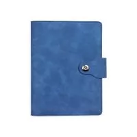 Caderno fichário capa em PU, fecho magnético, seis argolas em aço carbono, compartimento para 4 cartões. ~99 folhas A5 pautadas.