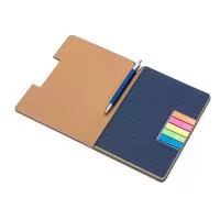 Caderno de anotações, com sticky notes, capa em material Sintético, miolo 80 folhas pautadas na cor bege. Não acompanha caneta.