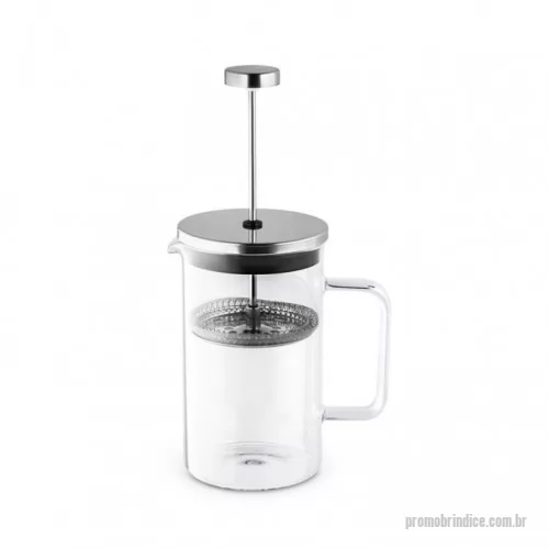 Cafeteira personalizada - Cafeteira em vidro borosilicato e aço inox. Capacidade até 740 ml. Food grade. Fornecida em caixa. ø95 x 170 mm