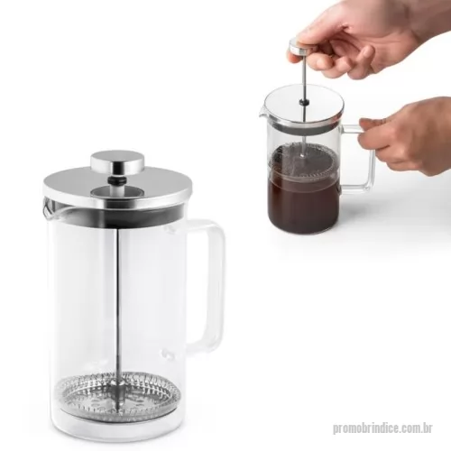 Cafeteira personalizada - Cafeteira em vidro borossilicato e aço inox. Capacidade até 600 mL. Certificação EU Food Grade. Fornecida em caixa presente. ø