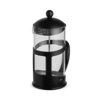 Cafeteira tipo prensa francesa em vidro com capacidade para até 1 litro, além de alça e detalhes em plástico. Possui tampa em plástico com êmbolo e tela em inox.  Altura :  23 cm  Largura :  14 cm