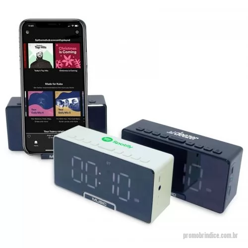 Caixa de Som com Bluetooth personalizada - Caixa de Som com Relógio Personalizada