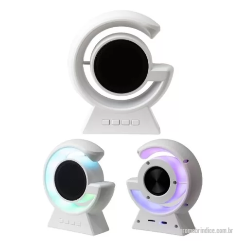 Caixa de Som com Bluetooth personalizada - Caixa de som com luminária. Possui 8 modos de iluminação, opera nos modos bluetooth, rádio FM e TF (cartão MicroSD).