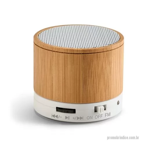 Caixa de som personalizada - Caixa de som com microfone em bambu, transmissão sem fios BT v3.0, potência de 3W (4?). Bateria 300 mAh, autonomia aprox. 3 horas.