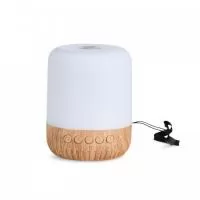 Caixa de som multimídia com luzes, material plástico. Operante nos modos Bluetooth, rádio FM, pen drive e cartão TF (MicroSD). Base antiderrapante. Acompanha cabo USB e cordão de nylon.