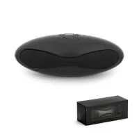 Caixa de som portátil com microfone, em ABS e acabamento emborrachado. transmissão sem fios BT v3.0, potência de 3W/4? e autonomia aproximada de 3 h. Função para atender chamadas, controle de volume e conexão à playlist do dispositivo móvel. Incluso cabo USB para carregar. Fornecida em caixa presente. 150 x 56 x 58 mm | Caixa: 155 x 60 x 60 mm