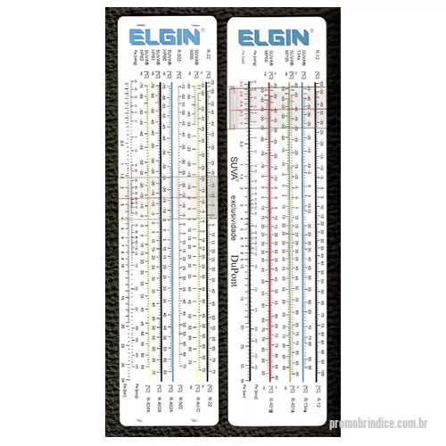 Calculador para gases de refrigerantes personalizado - Régua para pressão e temperatura - 200 x 48 mm (modelo Elgin)