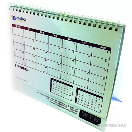 Calendário de mesa personalizado - Fabricação própria, a partir de 300 unidades pode ser personalizados do seu jeito. Calendário com 12 lâminas impressas em 4x4 cores, base em papelão revestida em couchê impresso em 4 cores e acabamento em wire-o.