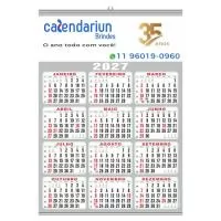 Folhinha- Calendário de parede 50x70cm- PRATA, impresso em papel couchê 150gr, 4x0 cor, com 2 varetas de metal.