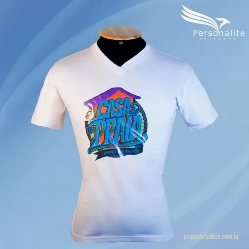 Camiseta personalizada - Camiseta com gola V, personalizada com seu logotipo (silk, bordado ou transfer), produzida em tecido Dryfit, Piquet PA ou Poliester com Viscose (PV), disponível em diversas cores e com tamanhos do PP ao EXG.