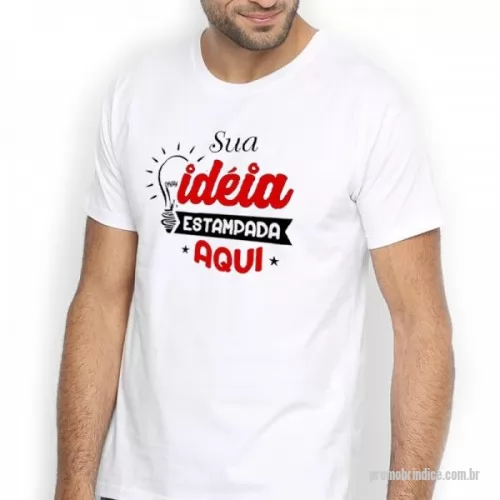 Camiseta personalizada - Camisetas para empresas, produzida em tecido de fio penteado de alta qualidade, ideal para divulgação de logo marca, produto ou slogans de empresas. Sobretudo é indicado para feiras, eventos, lançamentos de produtos, equipe de vendas, merchandising no ponto de venda entre outros.