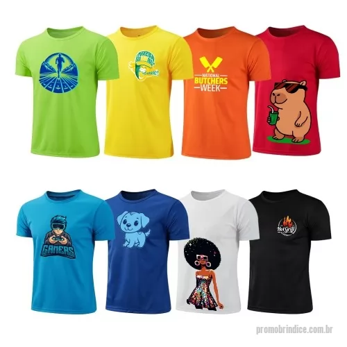 Camiseta personalizada - Camiseta em Algodão, Malha Fria (PV) ou Dry 100% Poliéster. Personalização em Silk, DTF, Transfer Litográfico ou sublimação.