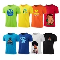 Camiseta em Algodão, Malha Fria (PV) ou Dry 100% Poliéster. Personalização em Silk, DTF, Transfer Litográfico ou sublimação.