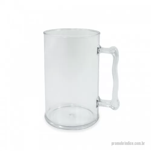 Caneca acrílica personalizada - Caneca acrílica de 350ml com cabo ondulado, transparente.