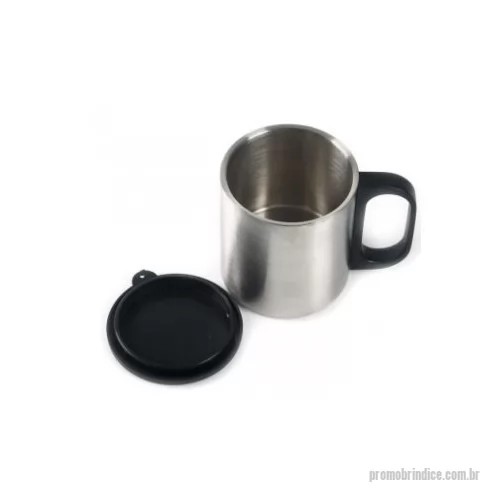 Caneca de Alumínio personalizada - Caneca de inox 180ml com cabo e tampa em plástico resistente(não é térmica).