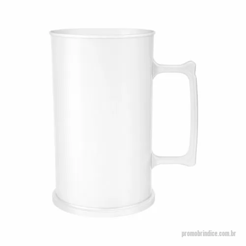 Caneca de chopp personalizada - Caneca de chopp com capacidade de 300 ml, produzida em poliestireno resistente, com altura de 11,0 cm, diâmetro da boca de 6,3 cm e base de 6,6 cm, apresentando estrutura leve de apenas 53 gramas e formato cilíndrico com alça integrada que proporcion