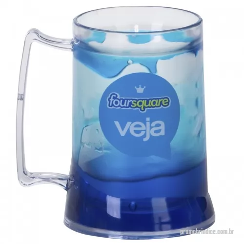 Caneca de chopp personalizada - Caneca de Chopp com gel 500ml, material: PP, Tamanho: Altura - 13,5cm, Diâmetro boca - 8,5cm, Diâmetro fundo - 10cm