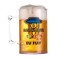 Canecas Acrílicas Personalizada. Em PS cristal transparente, resistente com alta durabilidade. Ela tem capacidade de 500 ml.