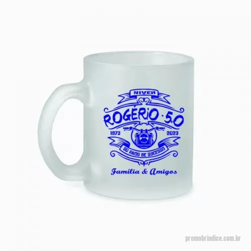 Caneca de vidro personalizada - Caneca em vidro com efeito fosco com capacidade até 340 mL. Fornecida em caixa. ø80 x 97 mm | Caixa: 120 x 88 x 102 mm