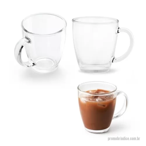 Caneca de vidro personalizada - Caneca em vidro com capacidade até 390 mL. Fornecida em caixa presente branca. Certificação EU Food Grade. ø91 x 103 mm