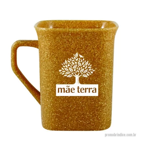 Caneca ecológica personalizada - Caneca Quadrada Sustentável, com 50% de Fibra Natural de Coco ou Madeira, atóxico, resistente a microondas e máquina de lavar, capacidade de 250 mL. Produto premiado 2 vezes nos Estados Unidos como verdadeiramente sustentável!