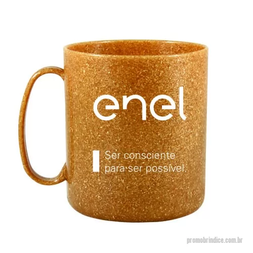 Caneca ecológica personalizada - Caneca redonda 400mL Ecossustentável feita com 50% de fibra natural de coco ou madeira e 50% de Plástico Premium (PP), reduzindo a quantidade de plástico e reaproveitando resíduos renováveis. Design moderno e acabamento impecável, feito em material atóxico e resistente ao microondas e máquina de lavar.