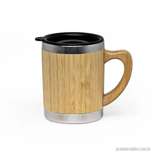 Caneca ecológica personalizada - Caneca Ecológica Bambu com Tampa Plástica
