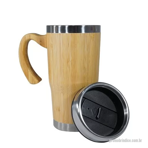 Caneca ecológica personalizada - Caneca Ecológica Bambu com Parte Interna em Inox