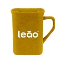 Caneca Quadrada Green Colors com capacidade para 250ml, agora disponível em 6 cores especiais que utilizam pigmentos orgânicos na fabricação.