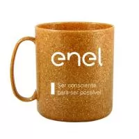 Capacidade para 400 ml. Caneca redonda Eco Sustentável feita com 50% de fibra natural de coco ou madeira e 50% de Plástico Premium (PP), reduzindo a quantidade de plástico e reaproveitando resíduos renováveis. Design moderno e acabamento impecável, feito em material atóxico e resistente ao microondas e máquina de lavar.