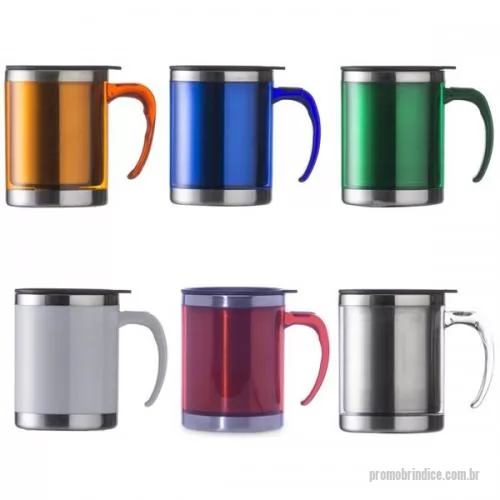 Caneca Inox personalizada - CANECA DE INOX COM ACRÍLICO 450 ML