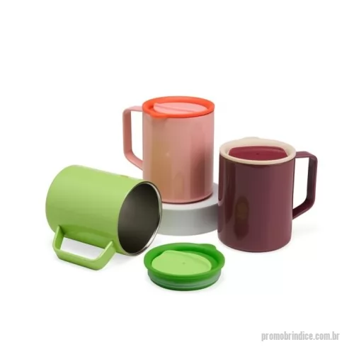 Caneca Inox personalizada - Caneca feita em inox, com parede dupla e capacidade de até 270ml. Suas cores chamativas e aspecto brilhante tornam este item, único.