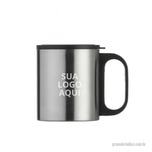 Caneca Inox personalizada - Realce sua marca com nossa prática e durável Caneca de Inox 180ml! Com cabo e tampa em plástico resistente, esta caneca é ideal para o uso diário, seja no escritório ou em casa. Não é térmica, mas oferece durabilidade e um design moderno que agradará a todos. Compacta e fácil de transportar, possui dimensões aproximadas de 8,1 cm de altura x 10 cm de largura.  Escolha um brinde que alia funcionalidade e estilo, demonstrando seu compromisso com a qualidade e atenção aos detalhes. Surpreenda seus clientes e colaboradores com um presente que faz a diferença no dia a dia!