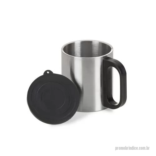 Caneca Inox personalizada - Descrição: Caneca de inox 180ml com cabo e tampa em plástico resistente (não é térmica).  Altura :  8,1 cm  Largura :  10 cm  Circunferência :  21,5cm  Medidas aproximadas para gravação (CxL):  7,5 cm x 6 cm  Peso aproximado (g):  84