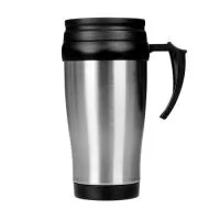 Caneca de inox com detalhes plásticos, capacidade de 400ml. Tampa com vedação e bocal com trava de segurança.  Material: Inox Altura: 17,2 cm Largura: 12 cm Medidas para gravação (C x L): 7 cm x 8 cm Peso: 172 g