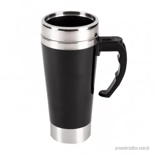 Caneca Mixer personalizada - Caneca de inox com capacidade de 400ml . Vem acoplado em seu interior uma hélice de silicone para misturar. O produto utiliza duas pilhas AA que não este incluso. Acompanha uma tampa de plástico e inox. O botão para a ativação da função mixer fica em cima da alça.