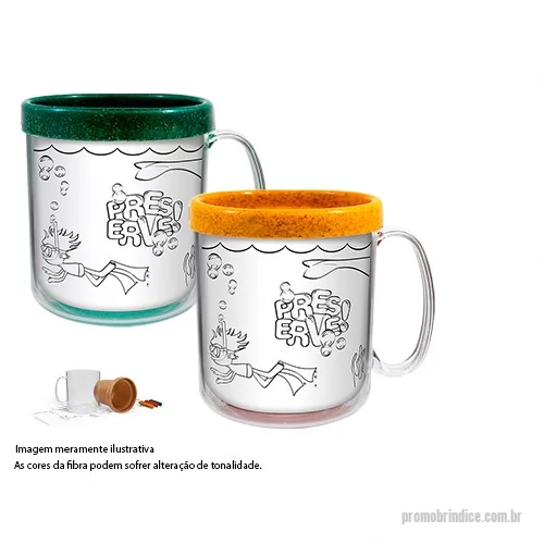 Caneca para colorir personalizada - Caneca Térmica Infantil Green Colors 300ml PB  atóxica, dupla parede que conserva a temperatura, parede interna Eco disponível em 6 cores especiais que utilizam pigmentos orgânicos na fabricação. Acompanha refil de papel com impressão preto e branco. Acompanha  3 unidades de giz de cera para colorir.