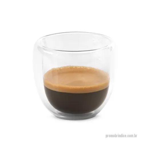 Caneca personalizada - Conjunto de café em vidro isotérmico com 2 copos/ xícaras/ canecas com parede dupla isolada a ar e capacidade até 75 ml. Fornecido em caixa presente personalizável. Caixa: 133 x 65 x 65 mm
